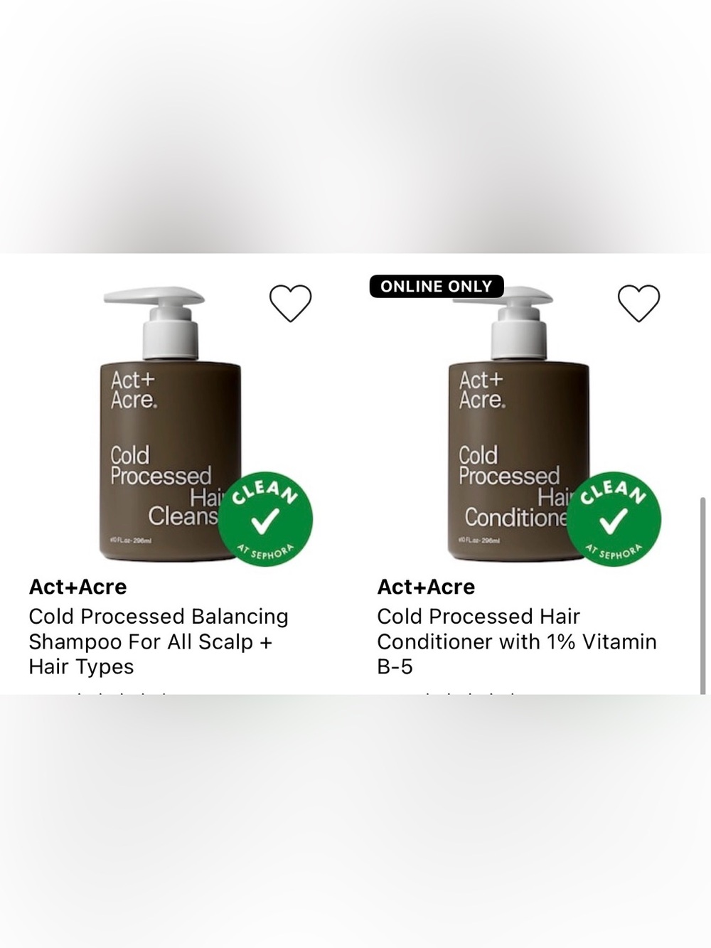 Act+Acre Cold Processed Hair Cleanse & Conditioner